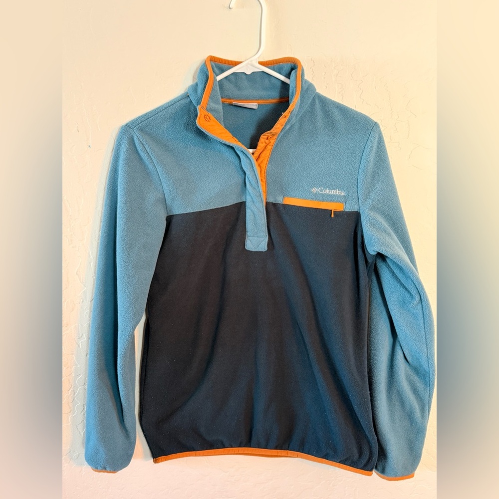 Columbia Men’s XS Blue and Orange Snap Fleece